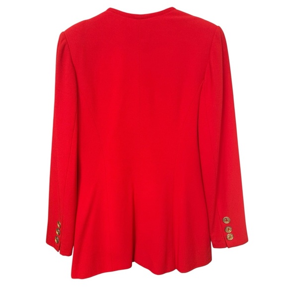 Vtg 80s Two Piece Skirt Suit Set Size 8 Red Gold Holiday Festive Liz Claiborne - Picture 5 of 15